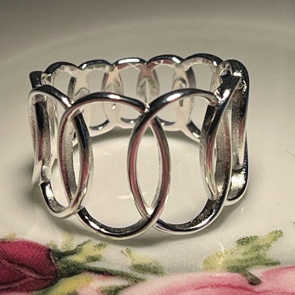 925 SOLID STERLING SILVER ABSTRACT RING - Picture 6 of 7